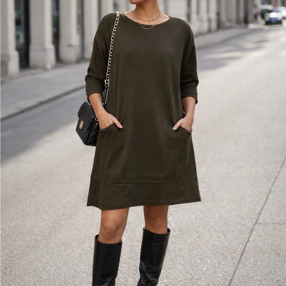 COS Dark Green Long Sleeve Dress